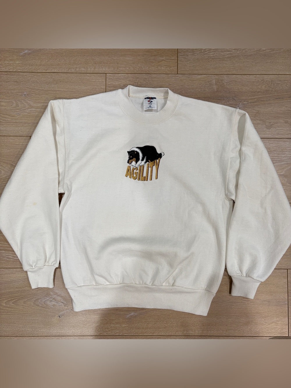 Vintage 90s Jerzees Made in USA Embroidered Dog Agility Sweatshirt M